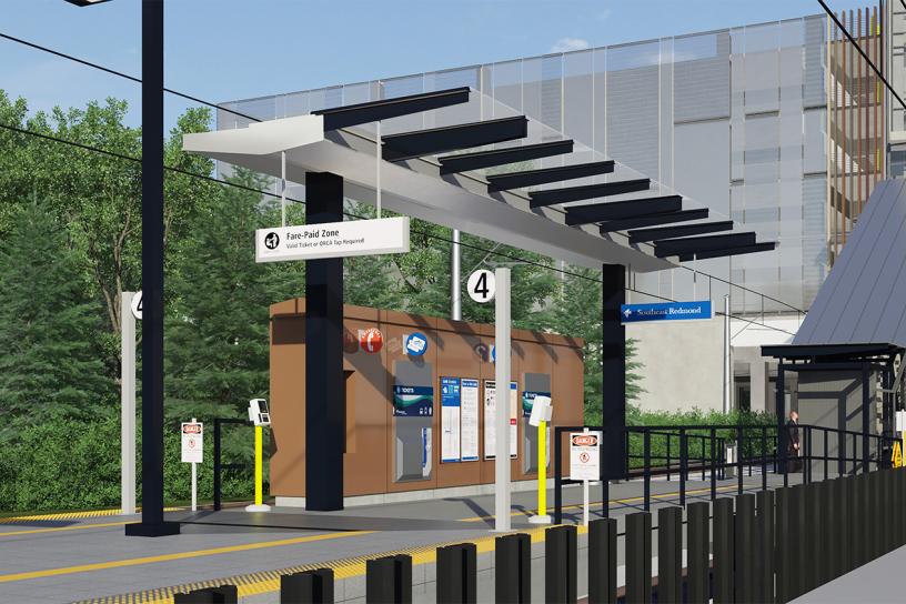 Design visualization of southeast Redmond station platform.