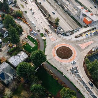 An aerial view of a Link construction area.