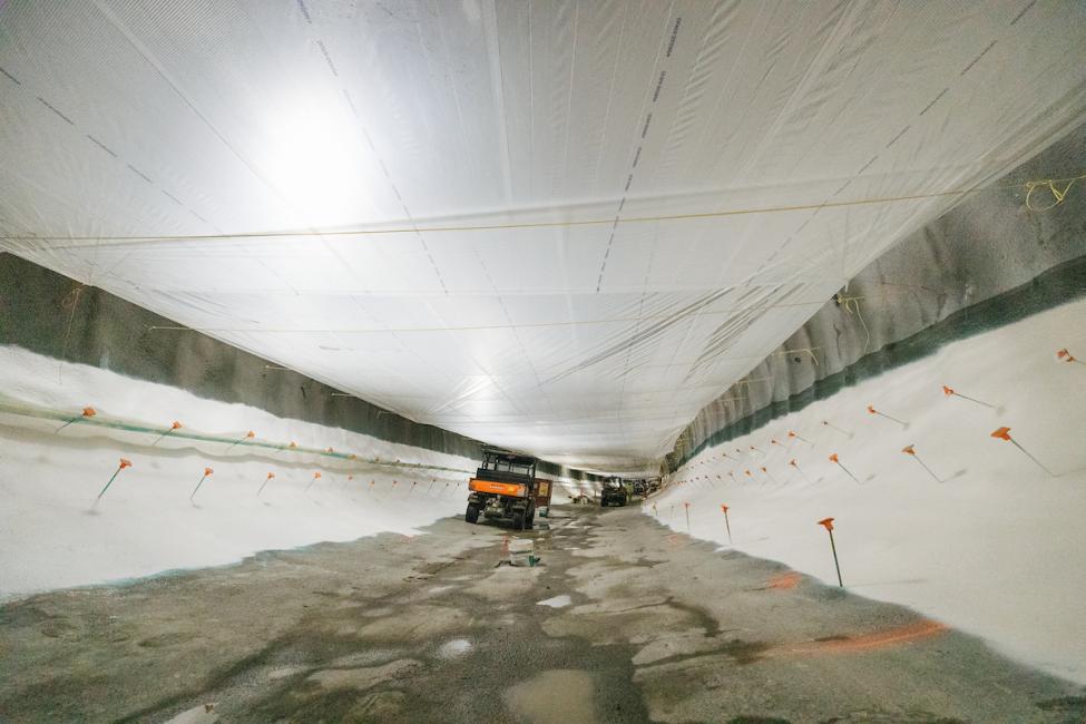 The future East Link light rail tunnel underneath downtown Bellevue with waterproofing in place 