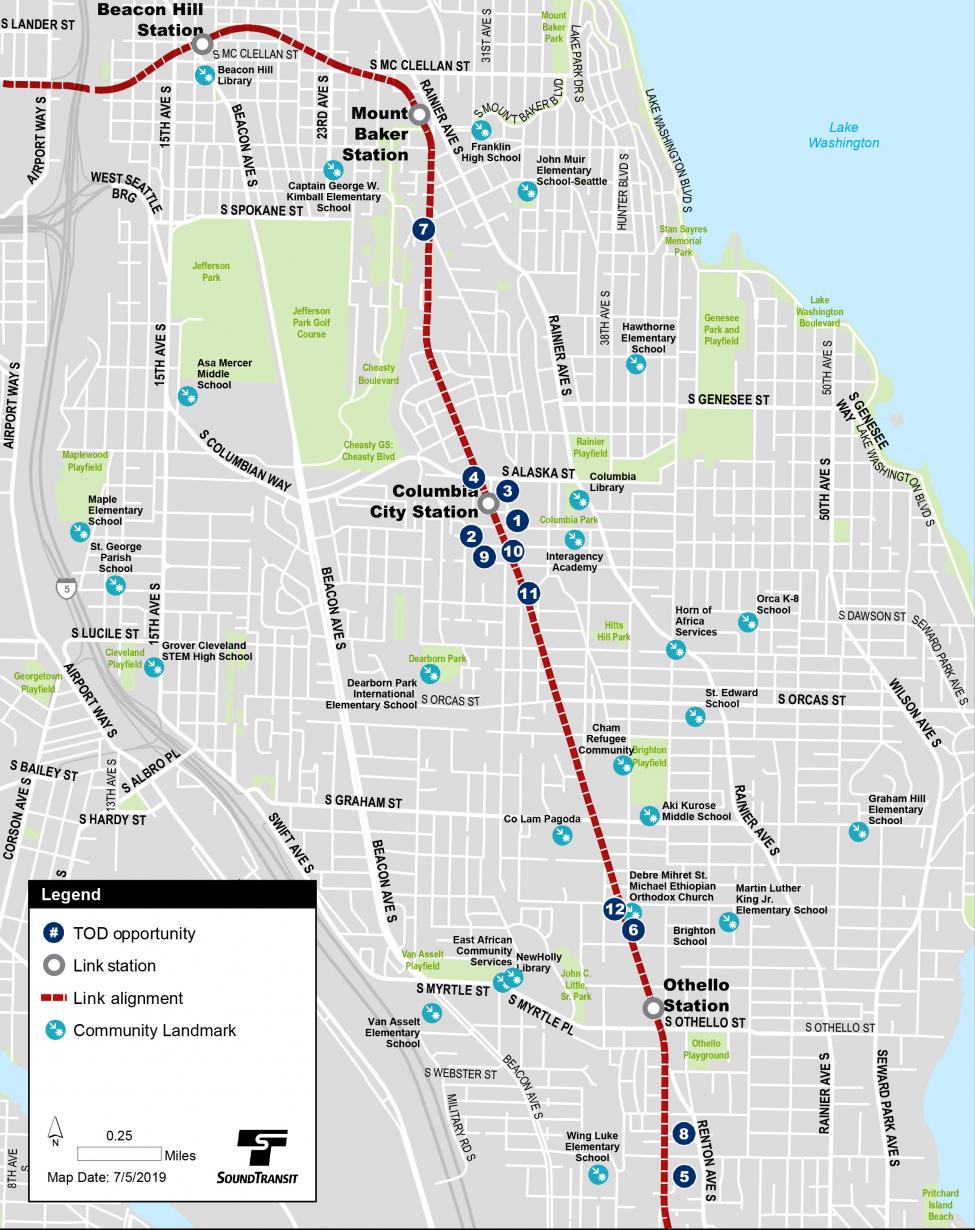 Map of Rainier Valley transit oriented development area
