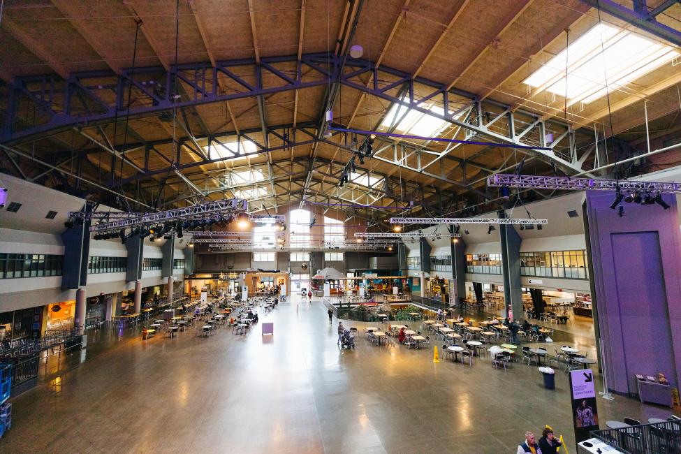 An image of the Armory at Seattle Center, which has shops, restaurants, a museum and a school.