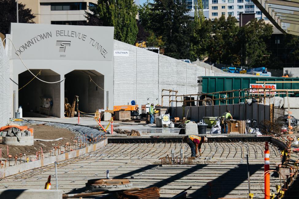 A view of the downtown Bellevue tunnel entrance from East Main Station.