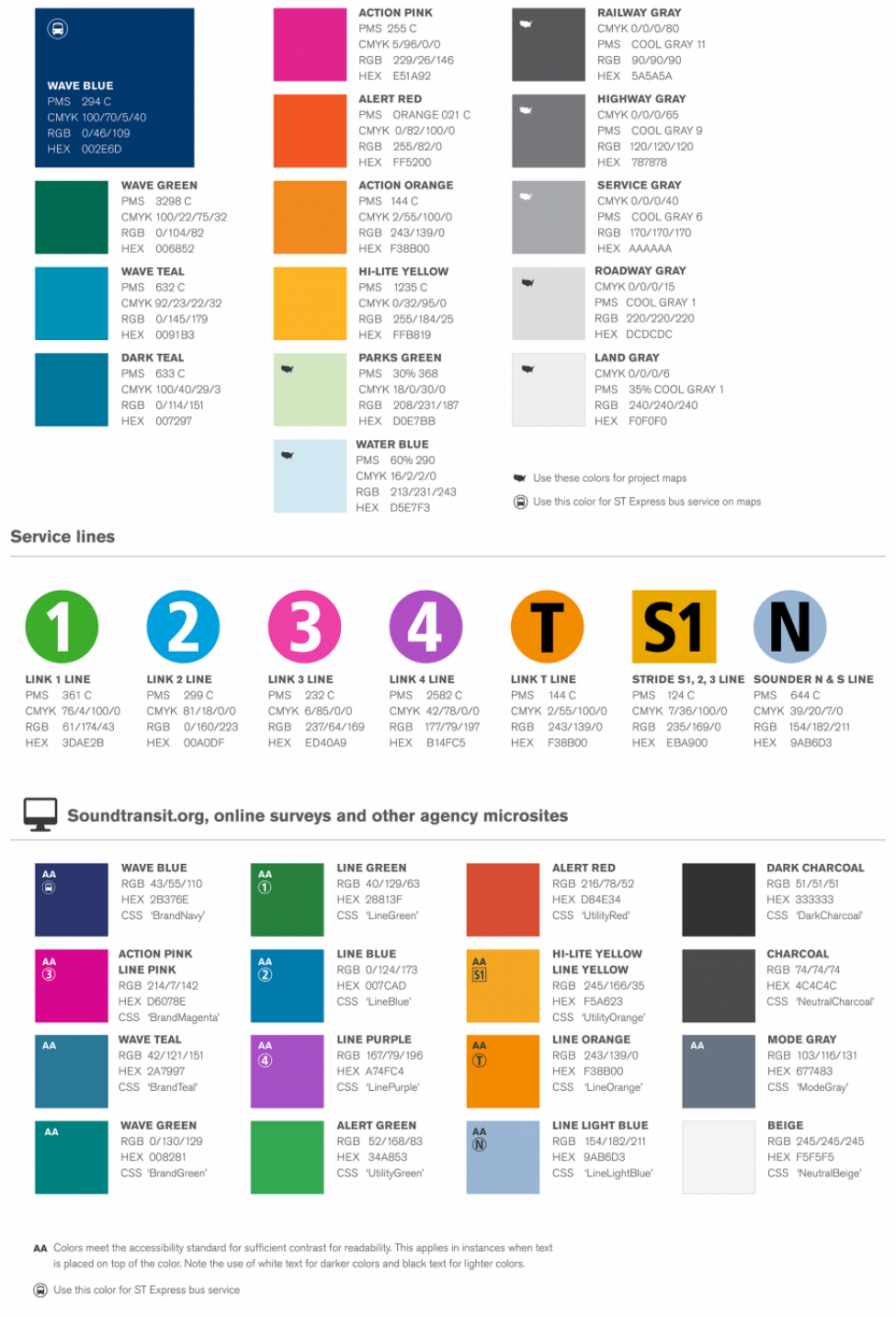 Illustration of the thumbnail guide for Sound Transit brand colors 