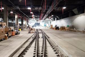 New tracks installed just south of the International District/Chinatown Station