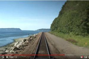 The view of Puget Sound as Sounder north commuter rail travels between Seattle and Everett along the coastline