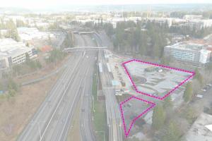 Aerial view of the future Overlake Village Station.