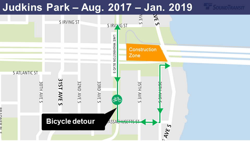 East Link Judkins Park bike detour map