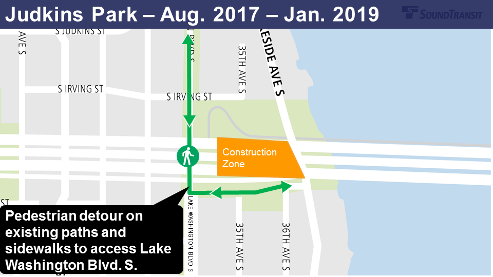 East Link Extension Judkins Park pedestrian trail detour map