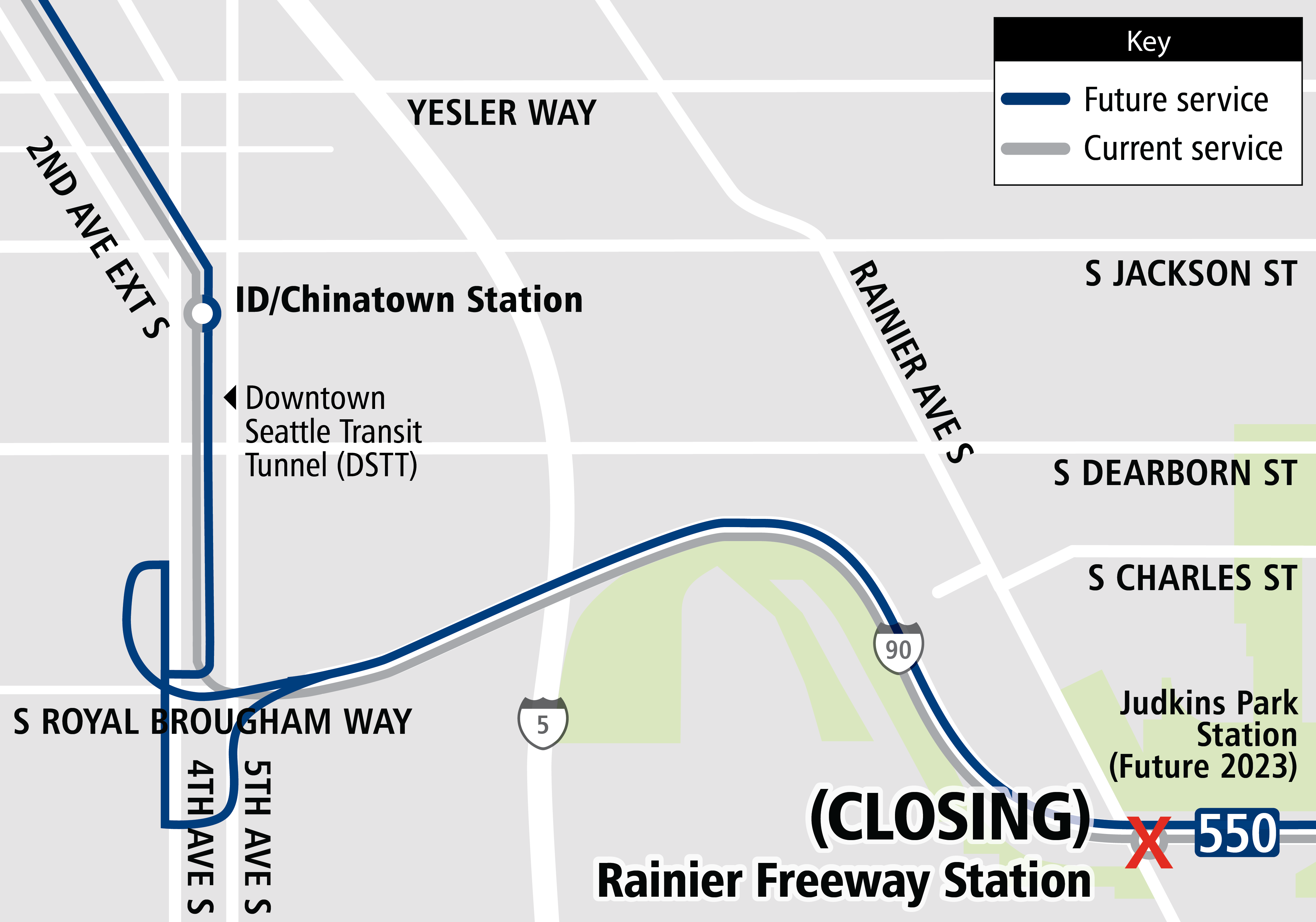 Map of 550 SIP route changes 2018