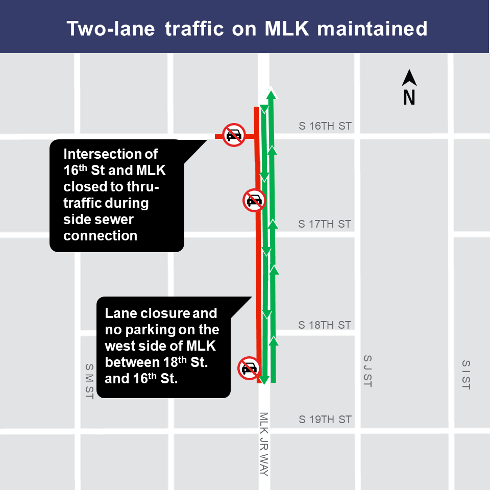 Map of MLK lane restrictions, week of Dec. 10th