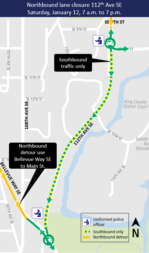 Northbound lane closure 112th Avenue Southeast.