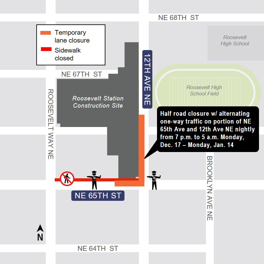 Roosevelt Station road closure map.