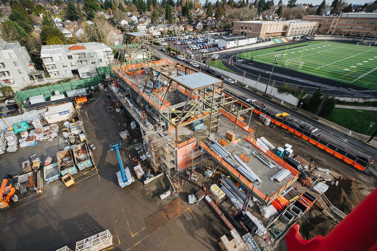 Aerial view of the Roosevelt Station headhouse