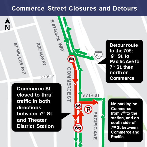 Commerce Street: 7th St. to I-705 on-ramp map