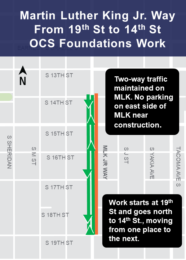 Martin Luther King Jr. Way in between 19th St and 14th St lane restrictions map.