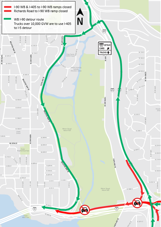 South Bellevue full closure detour map