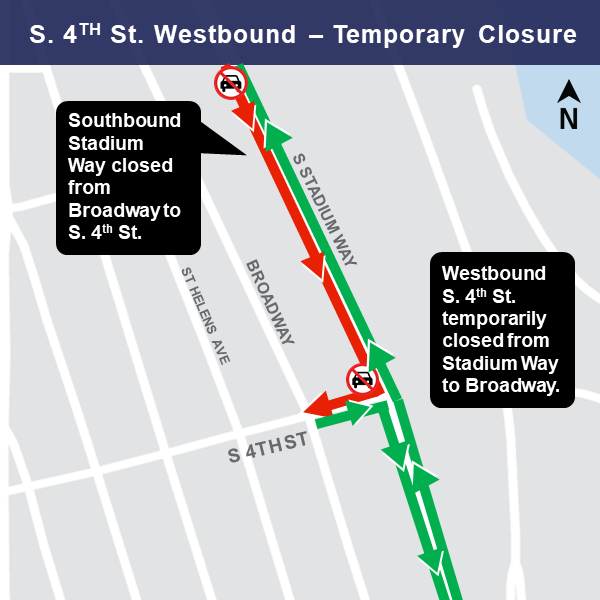 Map of construction impact at 4th Street.