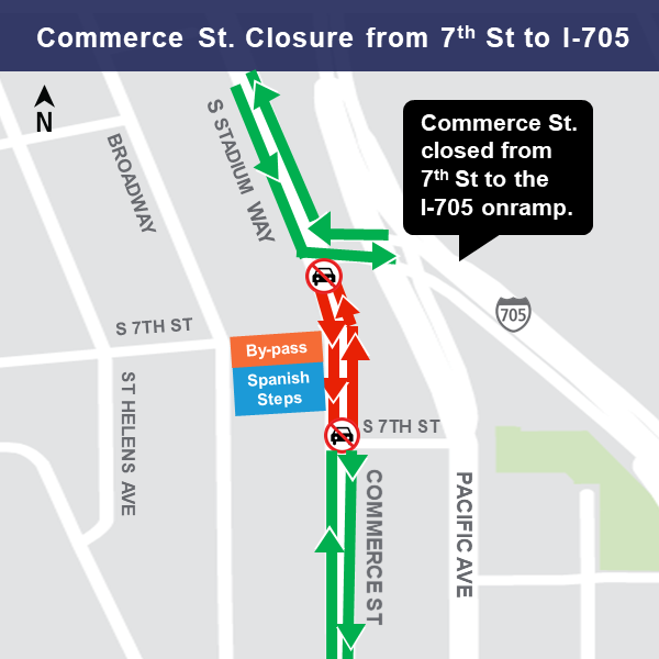 Map of construction impact at Commerce Street.