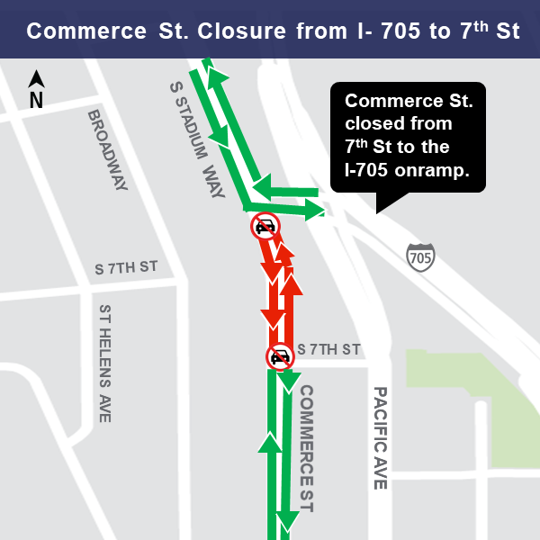 Map of Commerce Street closure area, March 11, 2019