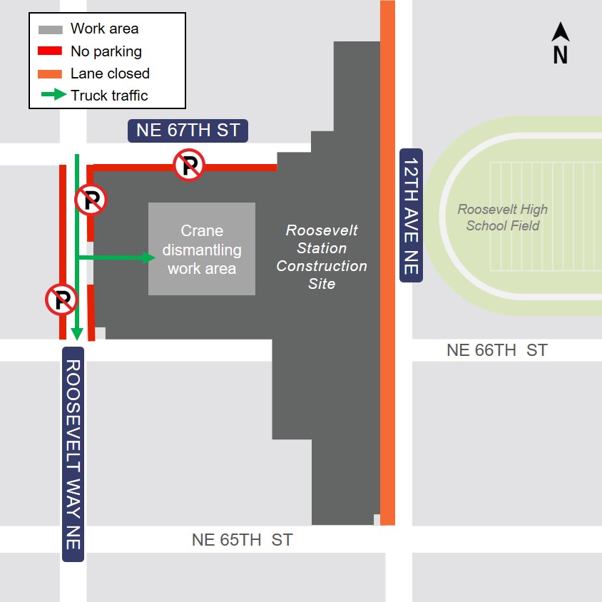 Map of Roosevelt Station crane removal area March 2019
