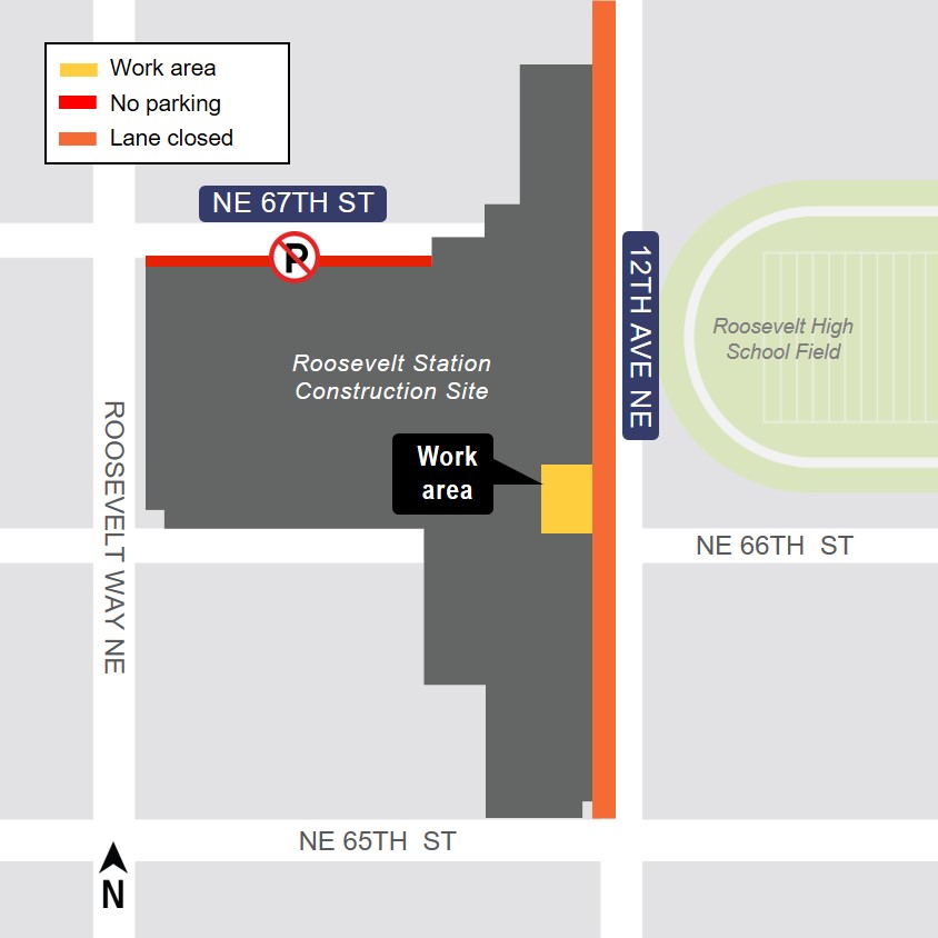 Map of utility work area near Roosevelt Station March 2019
