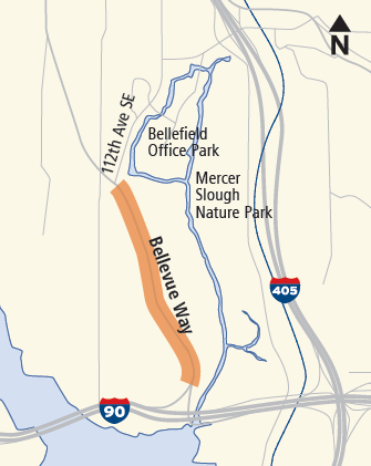 Map of Bellevue Way lane closures for April 20.