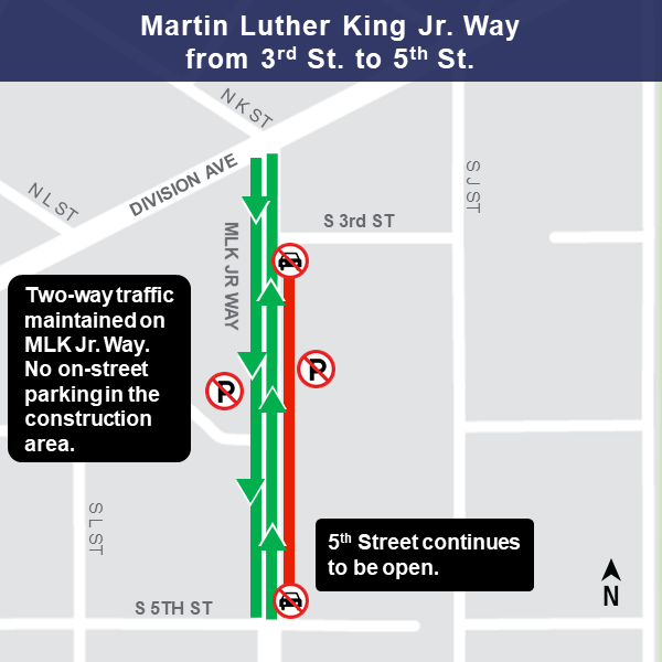 Map of water line work on Martin Luther King Jr. Way.