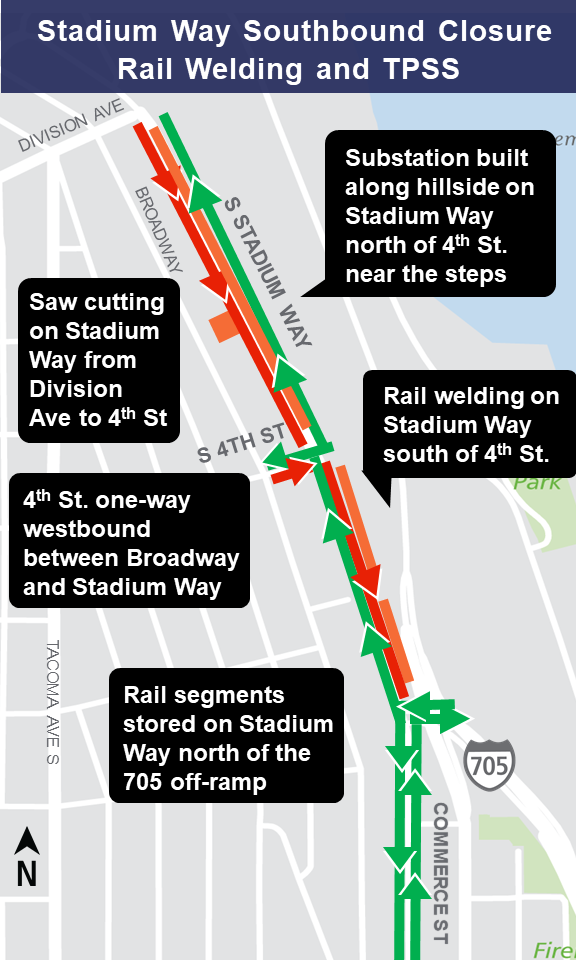 Map of Stadium Way construction impacts.