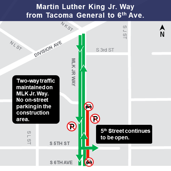 Map of waterline work on Martin Luther King Jr. Way.