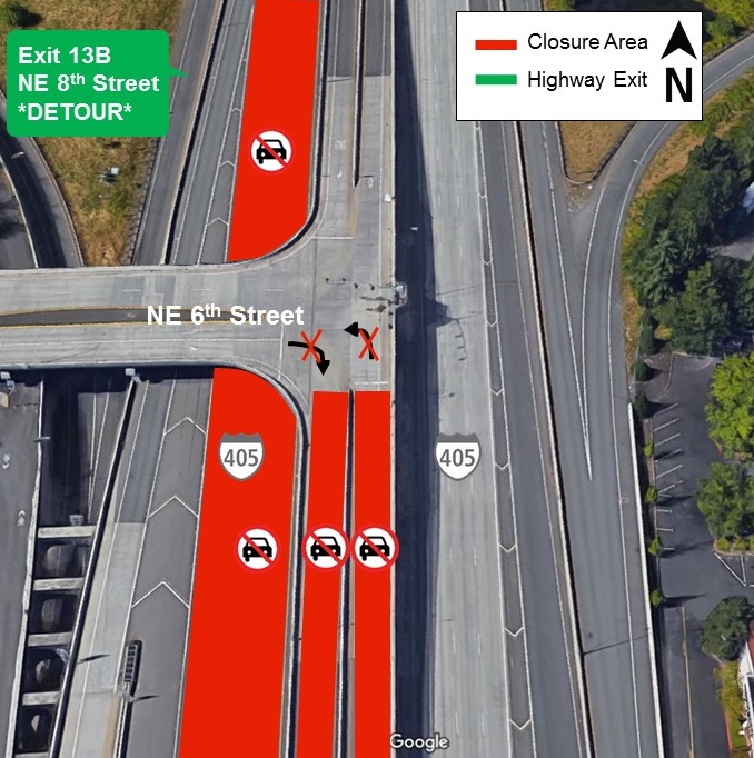 Map of I-405 closures for Monday, June 17.