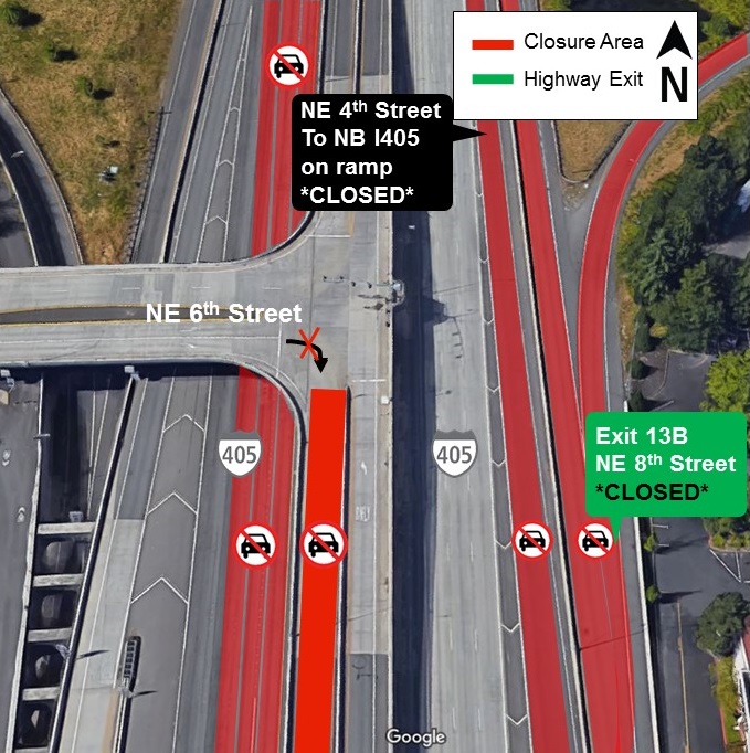 Map of I-405 closures on June 10.