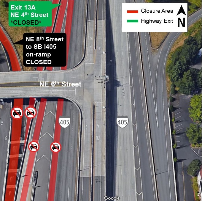 Map of I-405 closures on June 12.