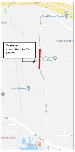 Map of lane restriction near the future Operations and Maintenance Facility East.