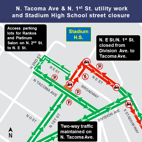 Map of Stadium Way traffic impacts.