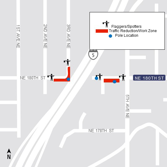 Map of traffic reductions along Northeast 180th Street.