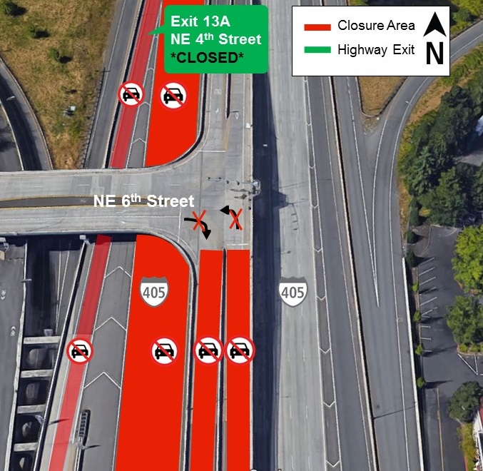 Map of I-405 closures for Monday, Aug. 5.