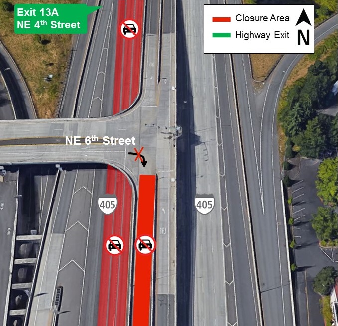 Map of I-405 closures for Monday, Aug. 26.