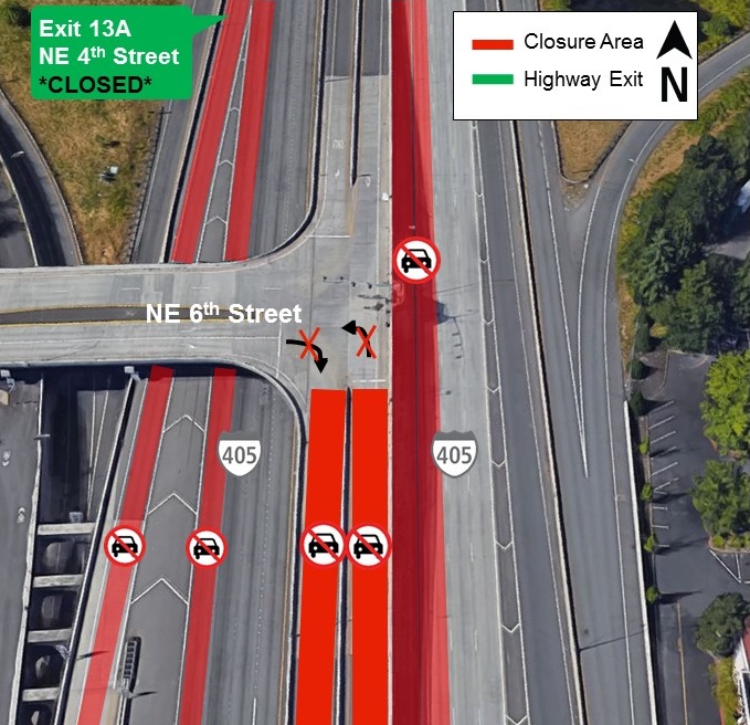 Map of I-405 lane closures for Aug. 19.