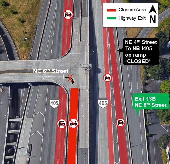 Map of I-405 lane closures for Aug. 20.