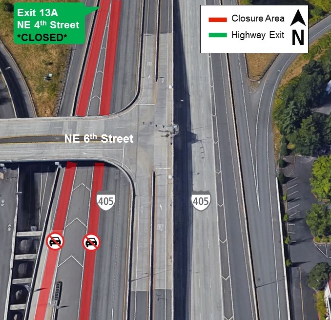 Map of I-405 lane closures for Aug. 21.
