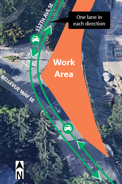 Map of 112th Avenue Southeast traffic shift.