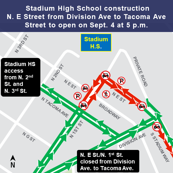 Map of construction near Stadium High School.