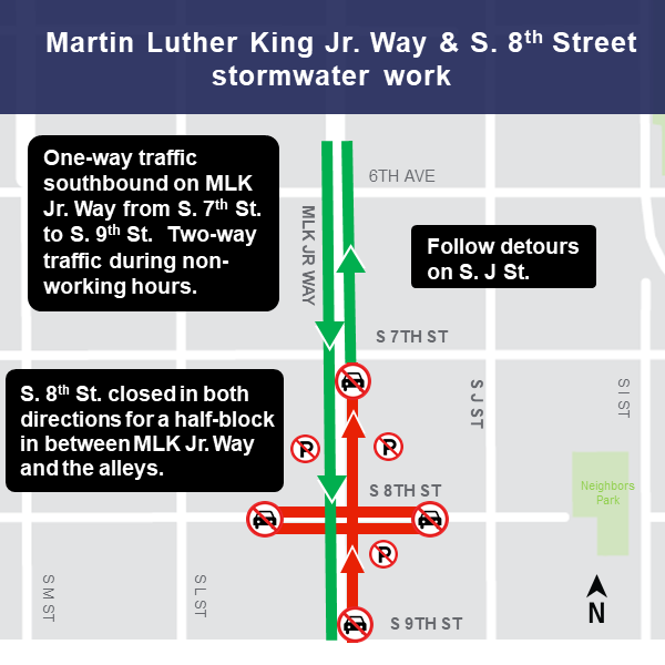 Map of MLK Jr. Way and South 8th Street