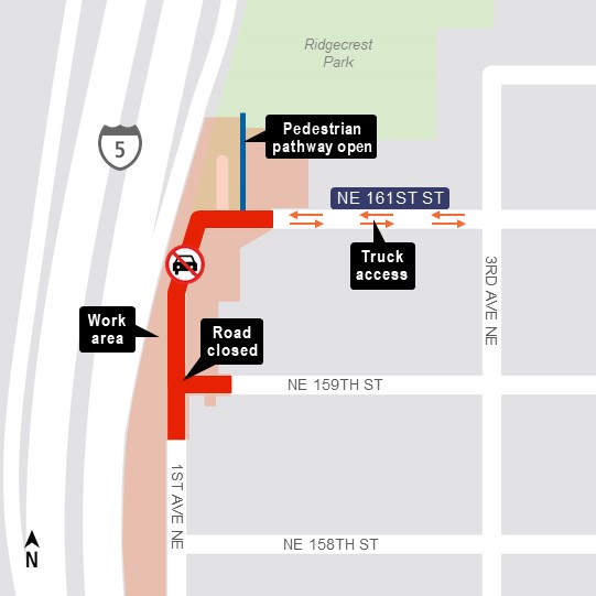 Map of Partial Closure Ridgecrest Park Parking Lot