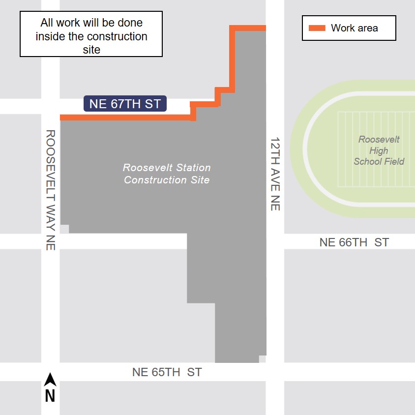 Map of work near Northeast 67th Street.