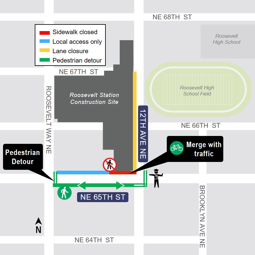 Map of traffic control plan around Roosevelt Station