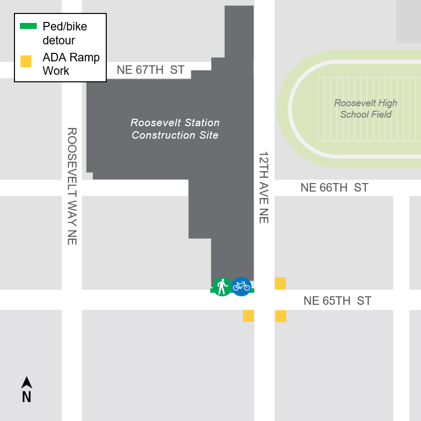 Map of Roosevelt area ADA Ramp/Sidewalk work