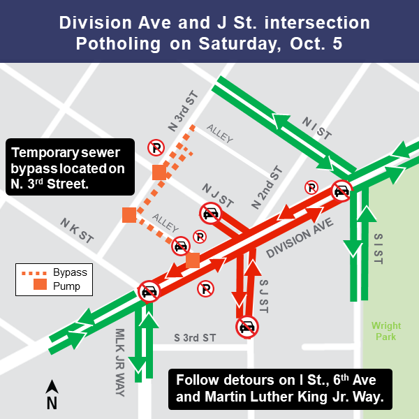 Map of Division Avenue and J Street Intersection