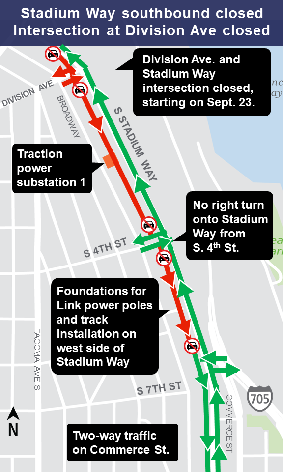 Map of Stadium Way traffic impacts.