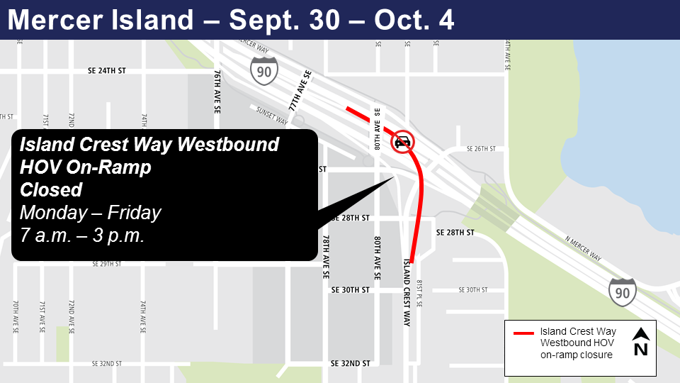 Map of Island crest way WB closure